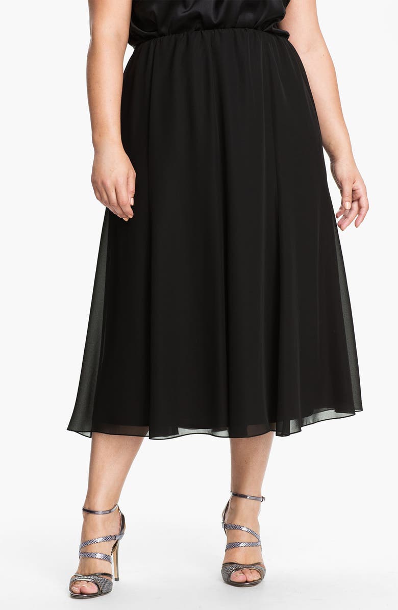 Alex Evenings Chiffon Midi Skirt, Main, color, Black