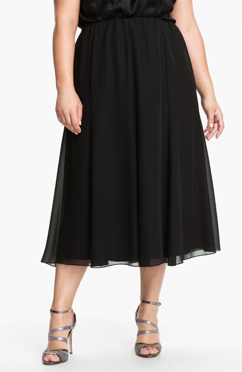 Chiffon Midi Skirt (Plus Size)