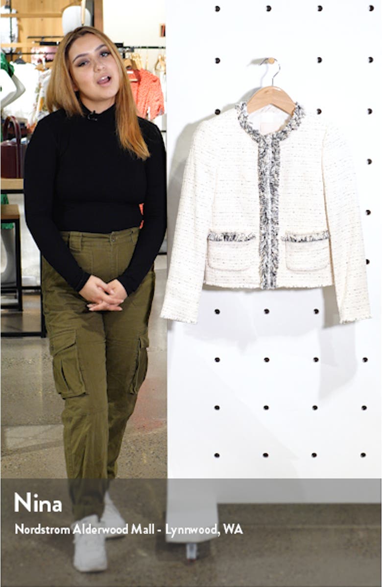 Fringe Detail Cotton Blend Tweed Jacket, sales video thumbnail