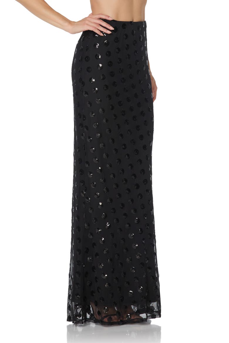Tegan Sequin Maxi Skirt, Alternate, color, NOIR