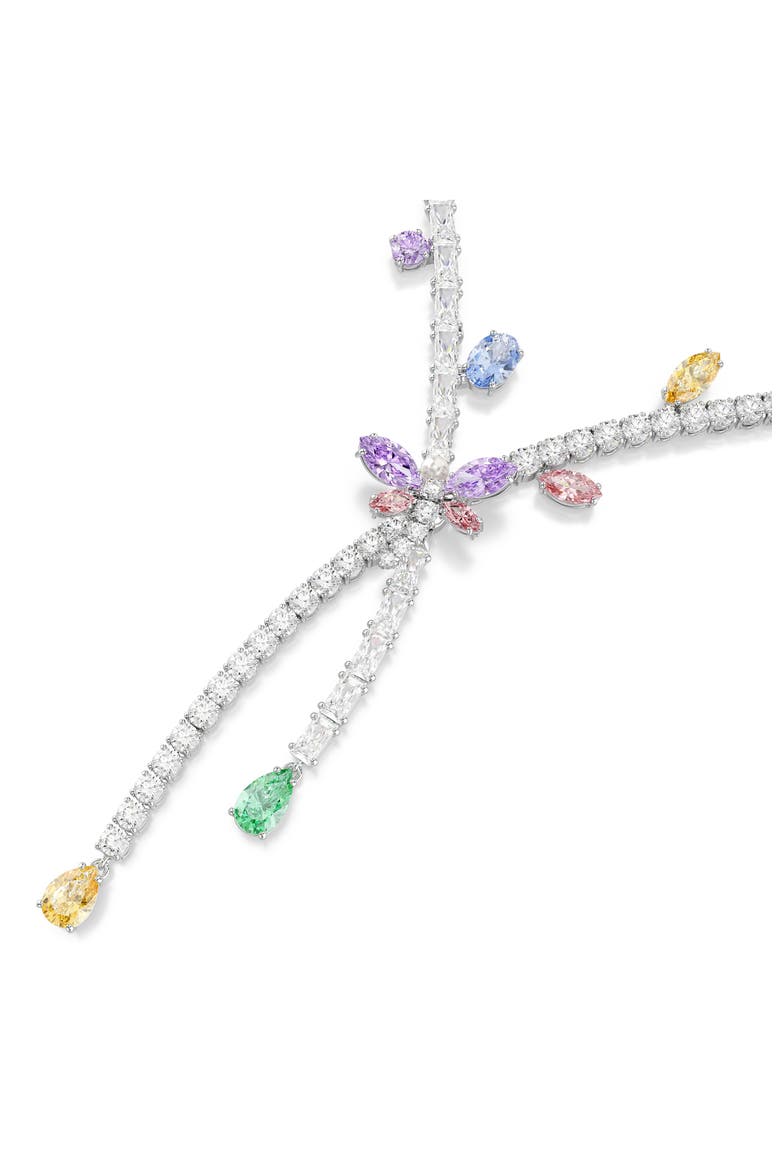 x Ariana Grande Multicolor Crystal Y-Necklace, Alternate, color, SILVER/ MULTI