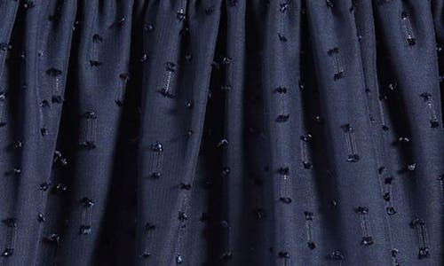 Ava & Yelly Kids' Metallic Smocked Bodice Long Sleeve Clip-dot Chiffon Party Dress In Blue