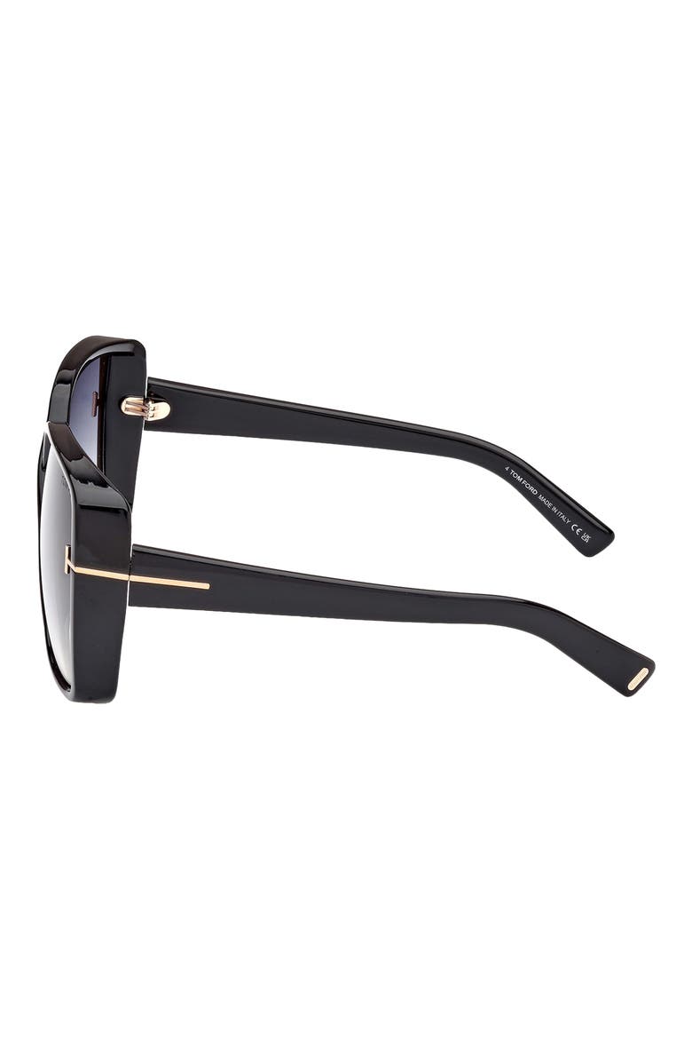 Yvonne 63mm Oversize Gradient Butterfly Sunglasses, Alternate, color, SHINY BLACK / GRADIENT SMOKE