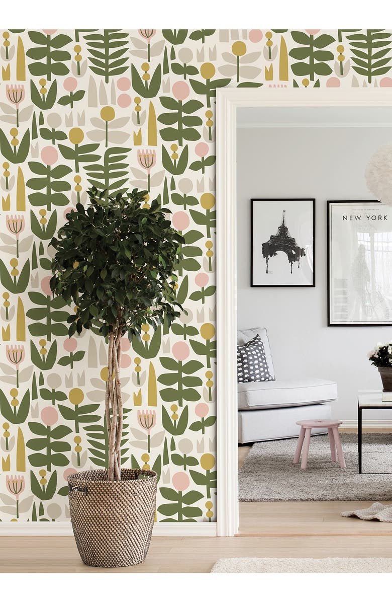 Wallpops A Bit Of Folk Peel & Stick Wallpaper, Alternate, color, Green