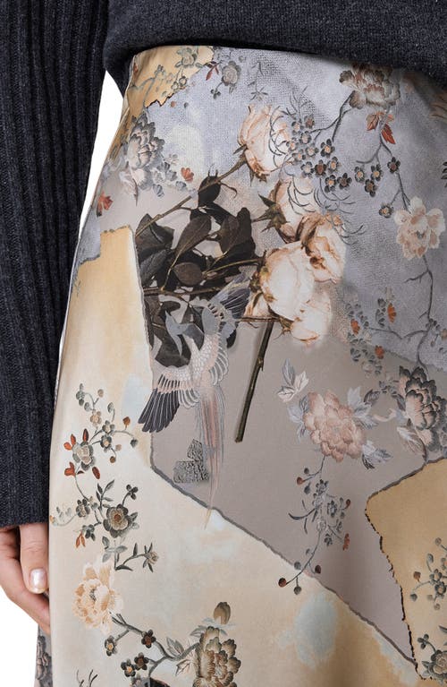Allsaints Bryony Maxi Slipskirt In Blue Floral Print