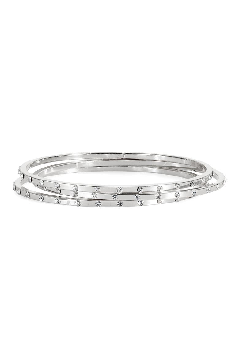 Set of 3 CZ Bangle Bracelets, Main, color, CLEAR- SILVER