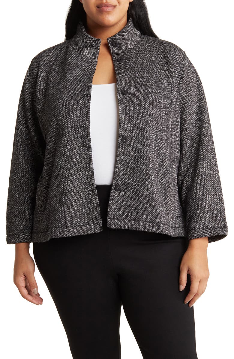 Eileen Fisher Organic Cotton Stand Collar Jacket, Main, color, 