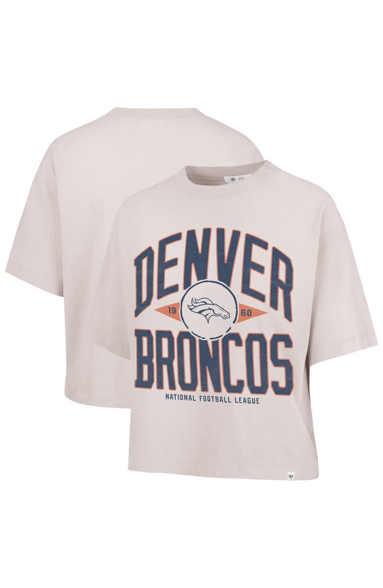 '47 Women's '47 Natural Denver Broncos Cropped Windthrow Ravine T-Shirt, Main, color, 