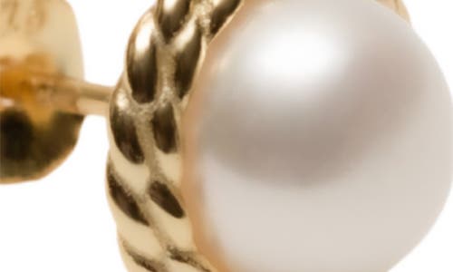 Argento Vivo Sterling Silver Small Rope Faux Pearl Stud Earrings In Gold