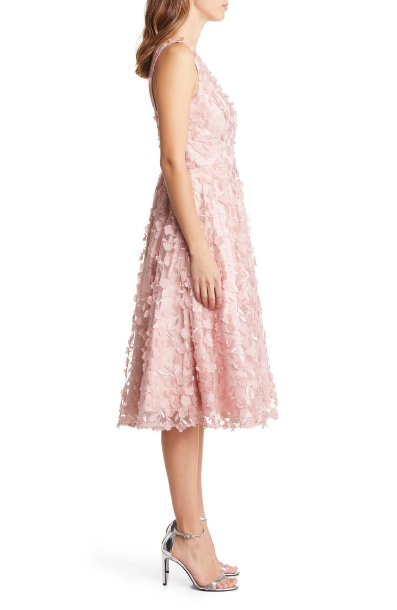 Eliza J 3D Appliqué Fit & Flare Cocktail Dress, Alternate, color, Blush