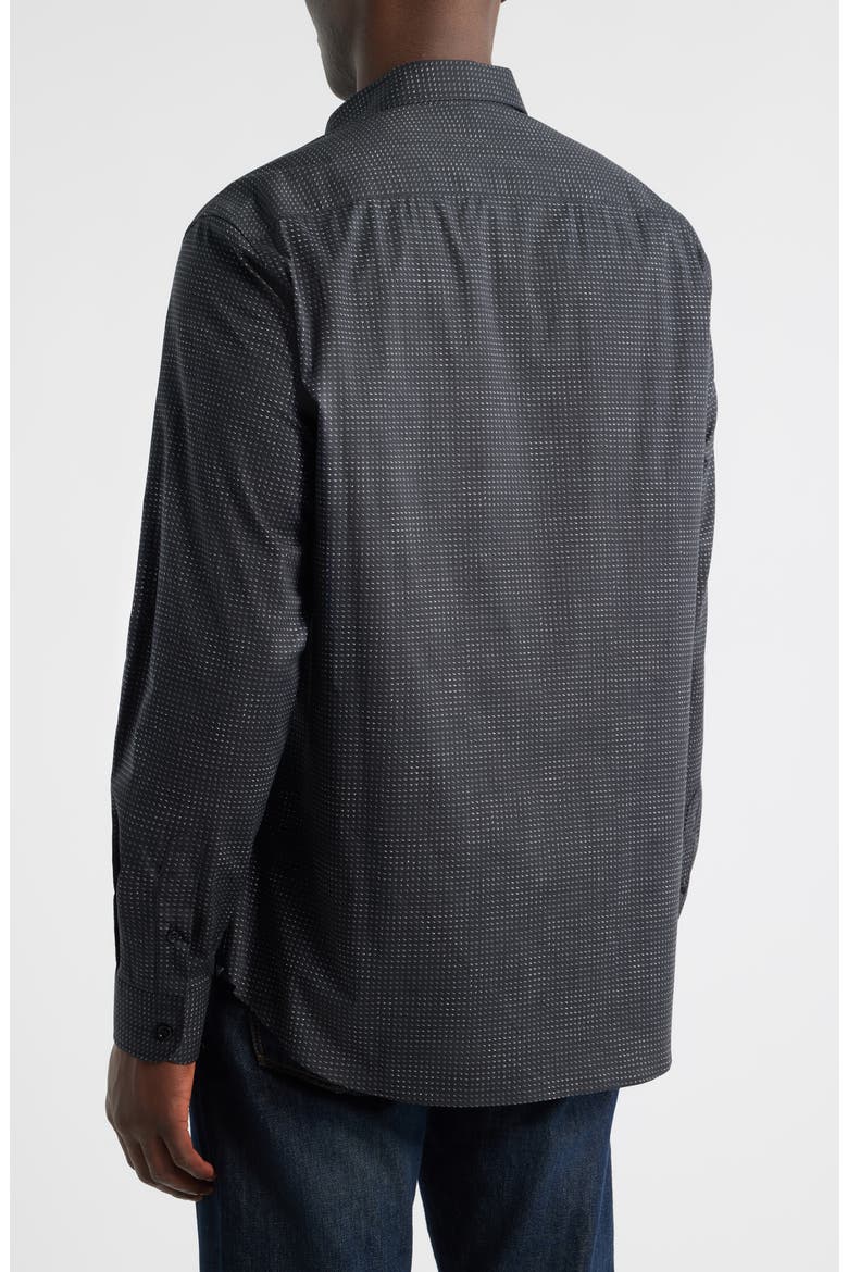 Micro Dash Button-Up Shirt, Alternate, color, SOLID BLACK
