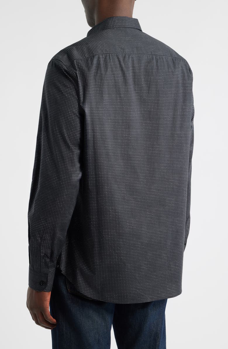Emporio Armani Micro Dash Button-Up Shirt, Alternate, color, Solid Black