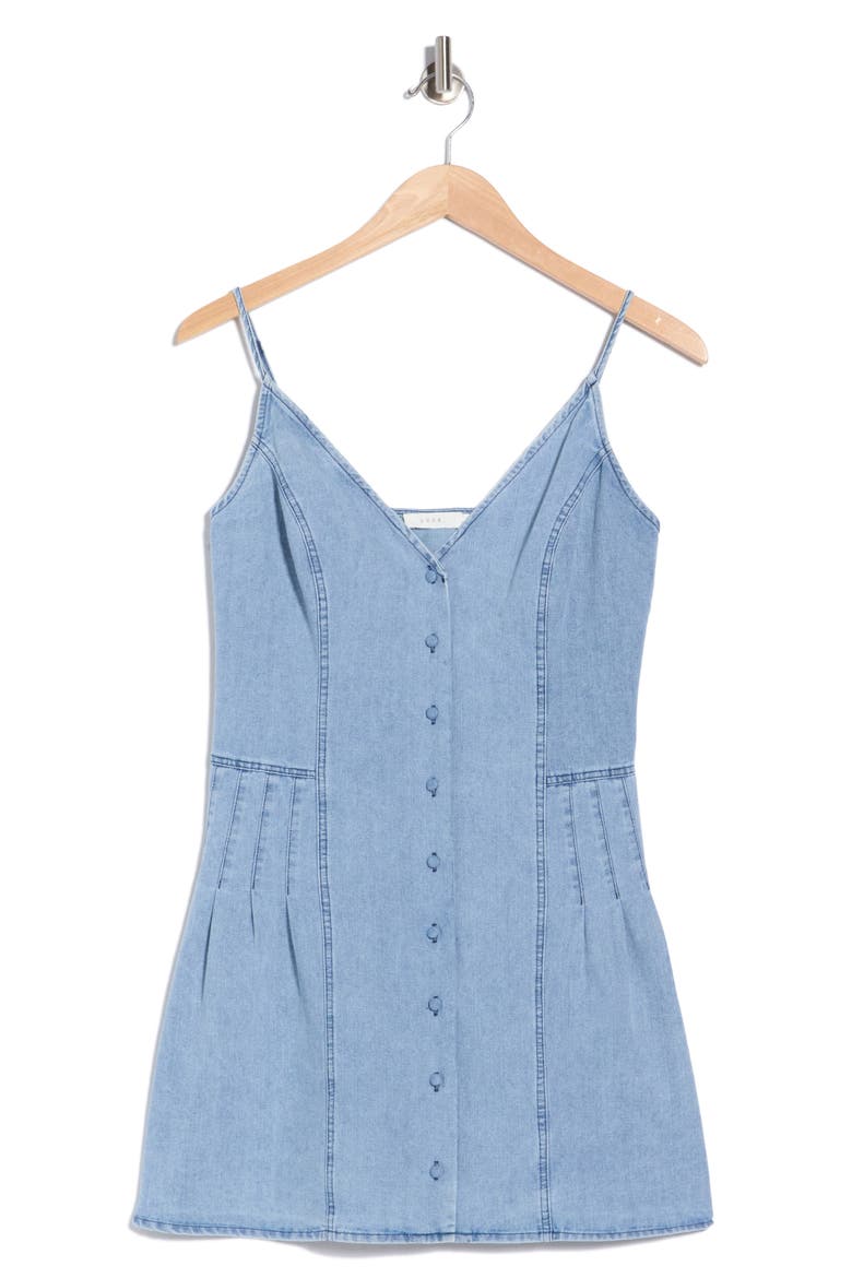 Button Front Denim Minidress, Main, color, DENIM
