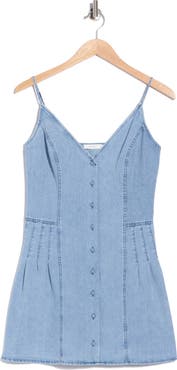 Lush Button Front Denim Minidress