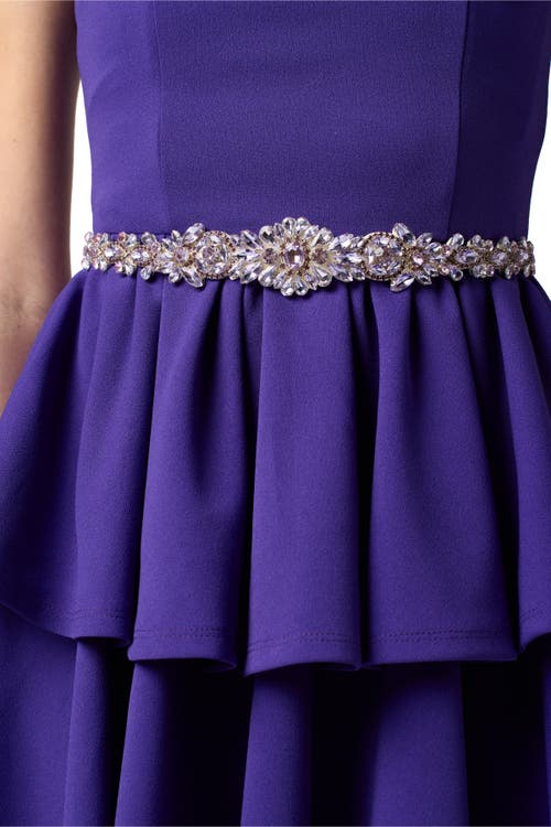 Un Deux Trois Girl's Tiered Dress W/ Embellished Belt In Purple