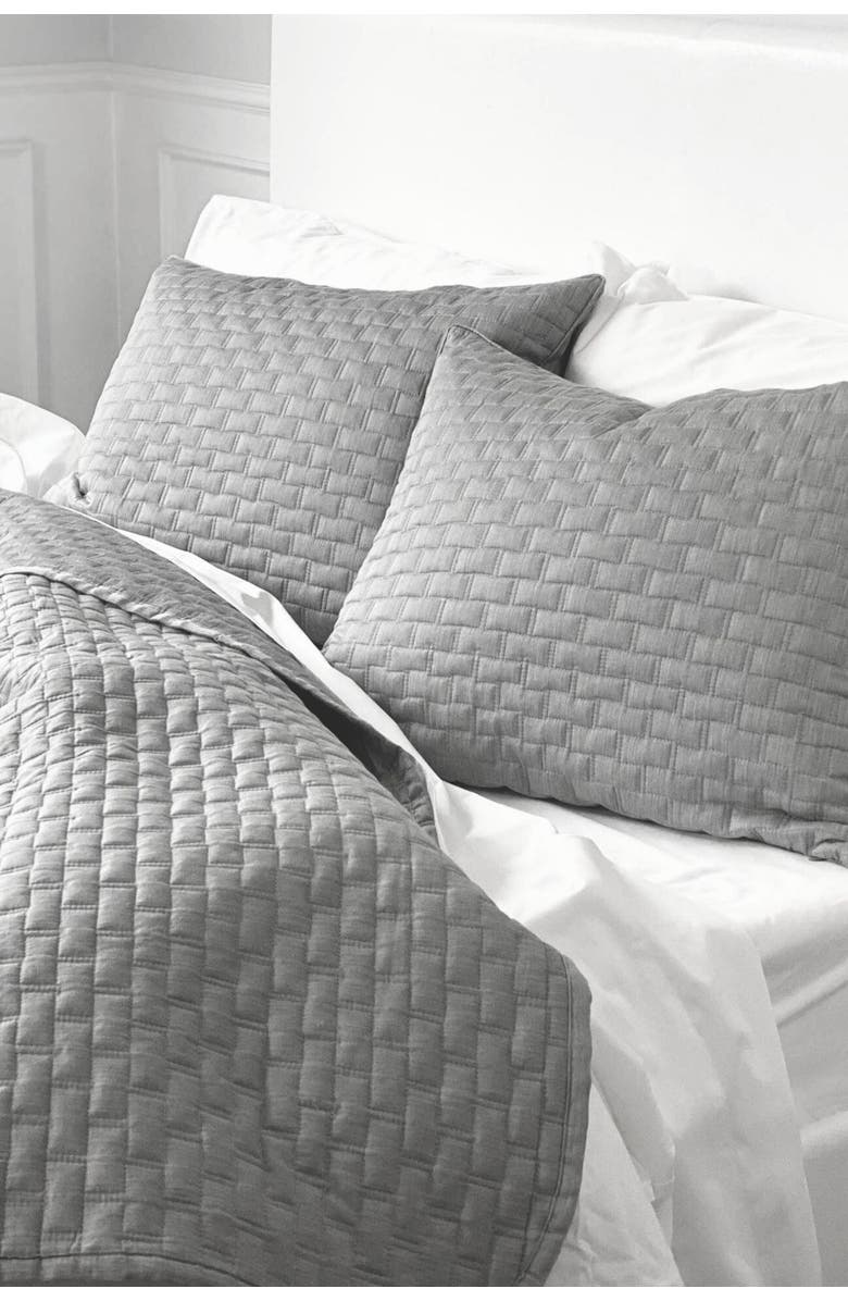 BedVoyage Melange Viscose Cotton Blend Breathable Quilted Coverlet, Main, color, Silver