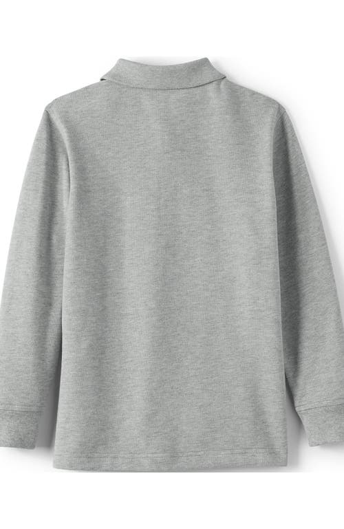 Lands' End School Uniform Kids Long Sleeve Mesh Polo Shirt In Gray