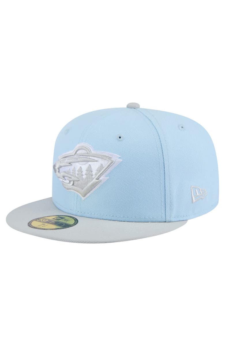New Era Men's New Era Light Blue/Gray Minnesota Wild Color Pack Two-Tone 59FIFTY Fitted Hat, Main, color,