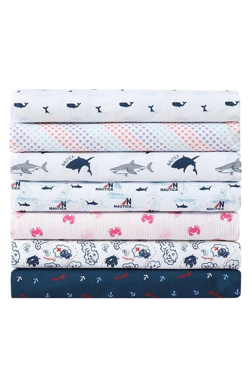 Nautica Jonesy Anchor Print Microfiber Sheet Set In Navy Seas
