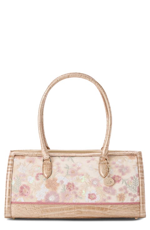 Sophia Croc Embossed Leather Satchel