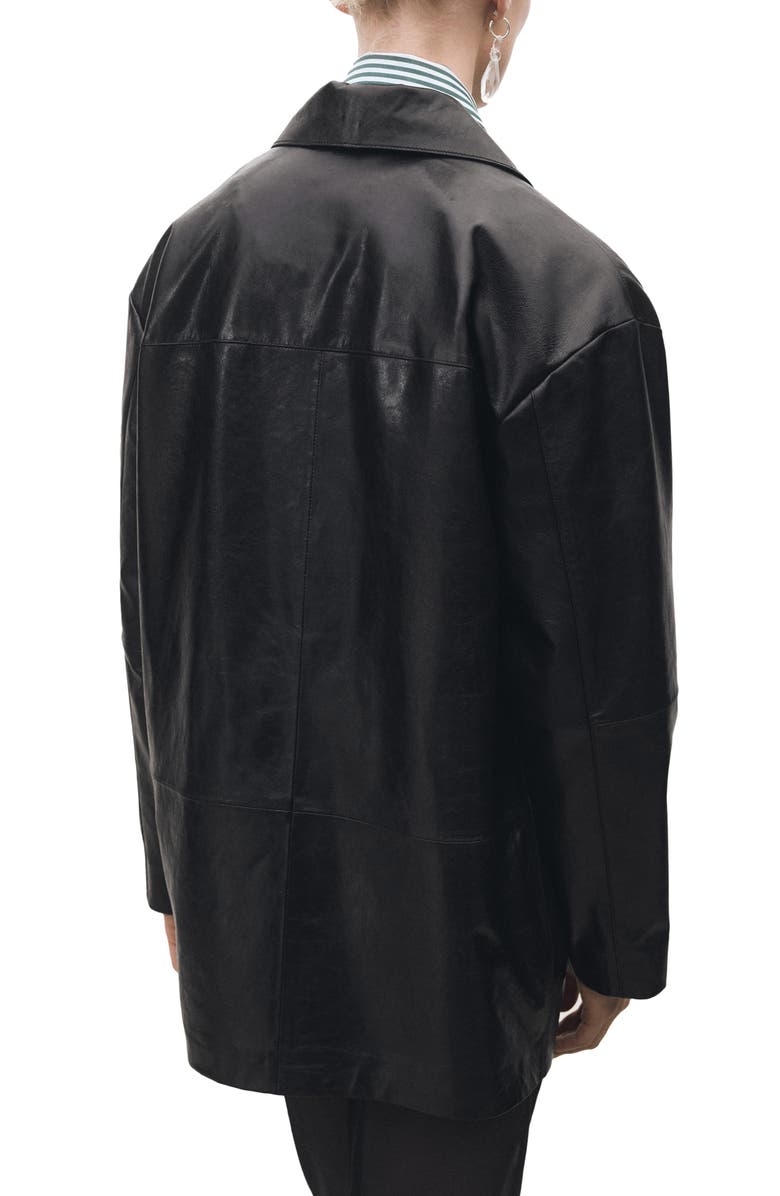 MANGO Patch Pocket Leather Jacket, Alternate, color, 