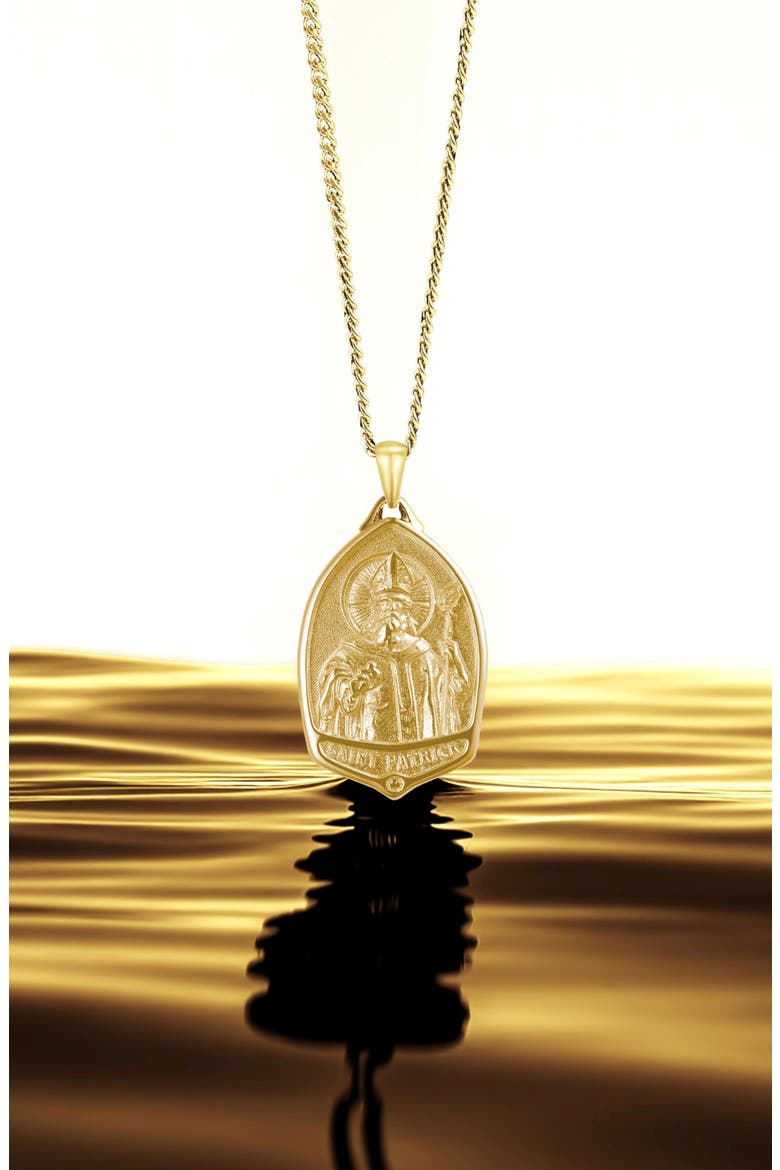 Men's St. Patrick Pendant Necklace, Alternate, color, GOLD