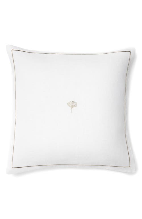 Sferra Ginkgo Embroidered Linen Accent Pillow In White/ash