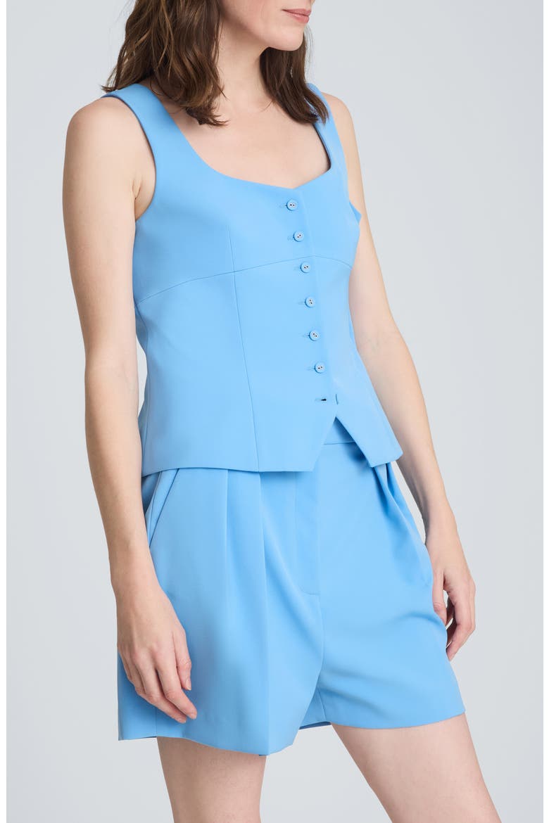 Bustier Button-Up Vest, Alternate, color, LAKE BLUE