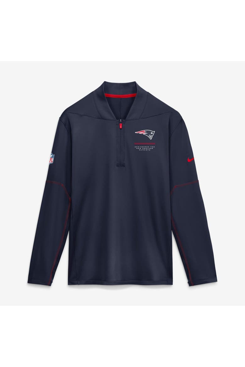 Men's Nike Navy New England Patriots Sideline Logo Glory Midweight Dri-FIT Half-Zip Pullover, Main, color, Navy