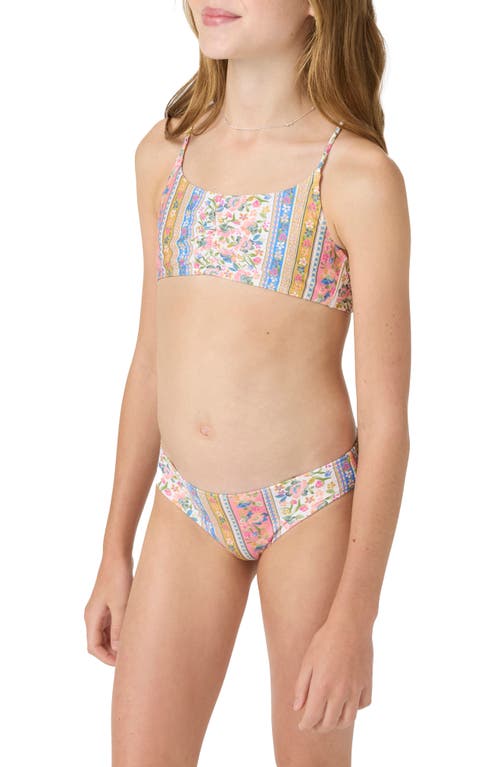 O'neill Kids' Cora Ruched Floral Two-piece Swimsuit In Multi