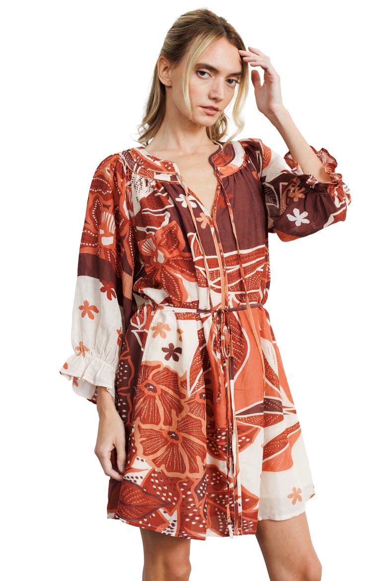 Christy Floral Minidress, Alternate, color, BROWN MULTI
