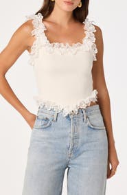 ASTR the Label Amity Ruffle Lace Rib Tank