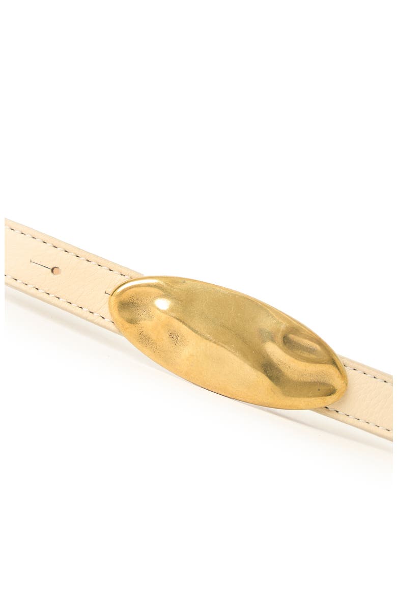 Darrian Skinny Leather Belt, Alternate, color, LATTE BRASS