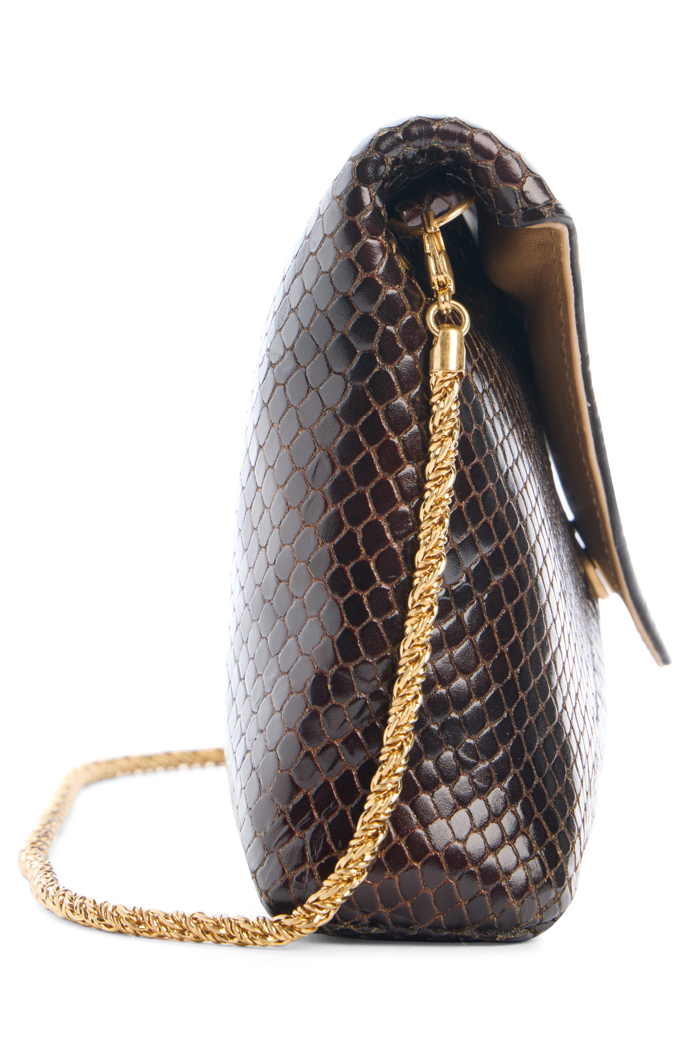 Dries Van Noten Snakeskin Embossed Leather Clutch, Alternate, color, 