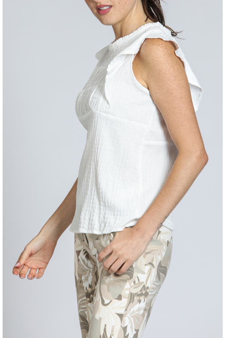 Smocked Flutter Sleeve Top, Alternate, color, WHITE