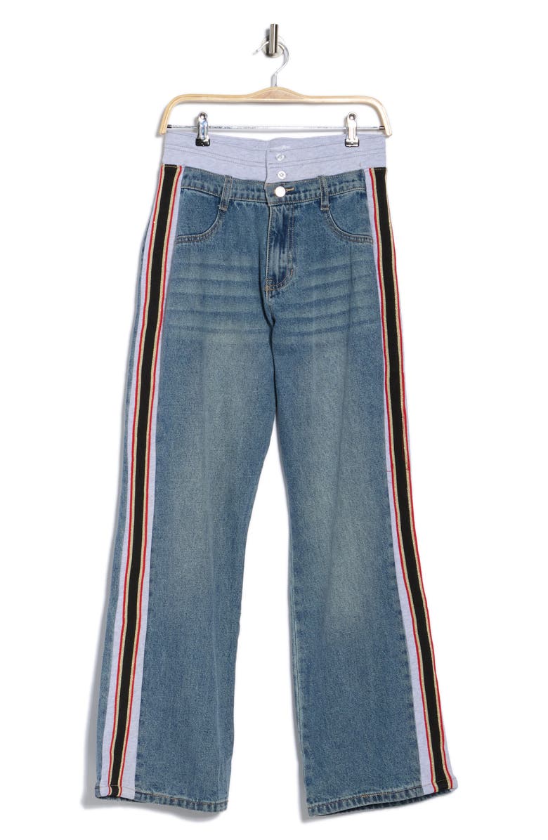 PTCL Double Waistband Wide Leg Jeans, Alternate, color, Medium Blue