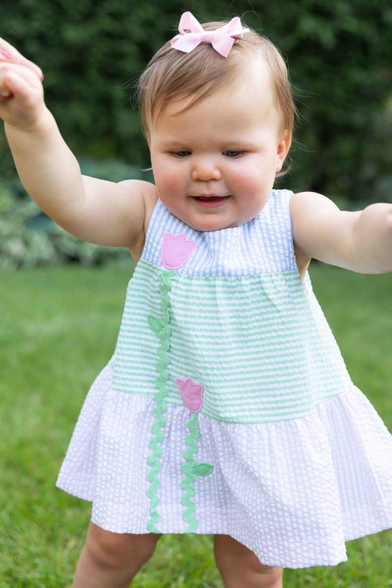 Seersucker Romper With Tulips, Alternate, color, Multi