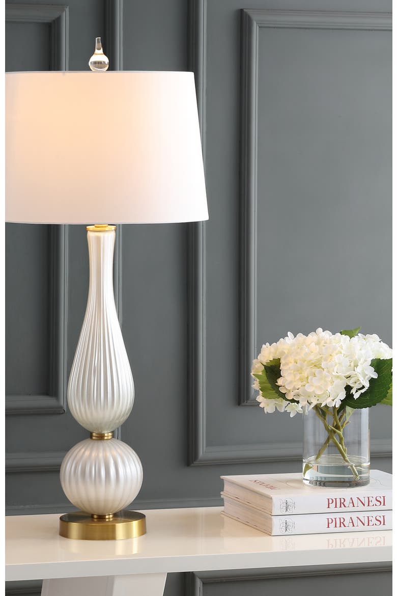 Gillian 33.7" Glass LED Table Lamp, White, Alternate, color, White