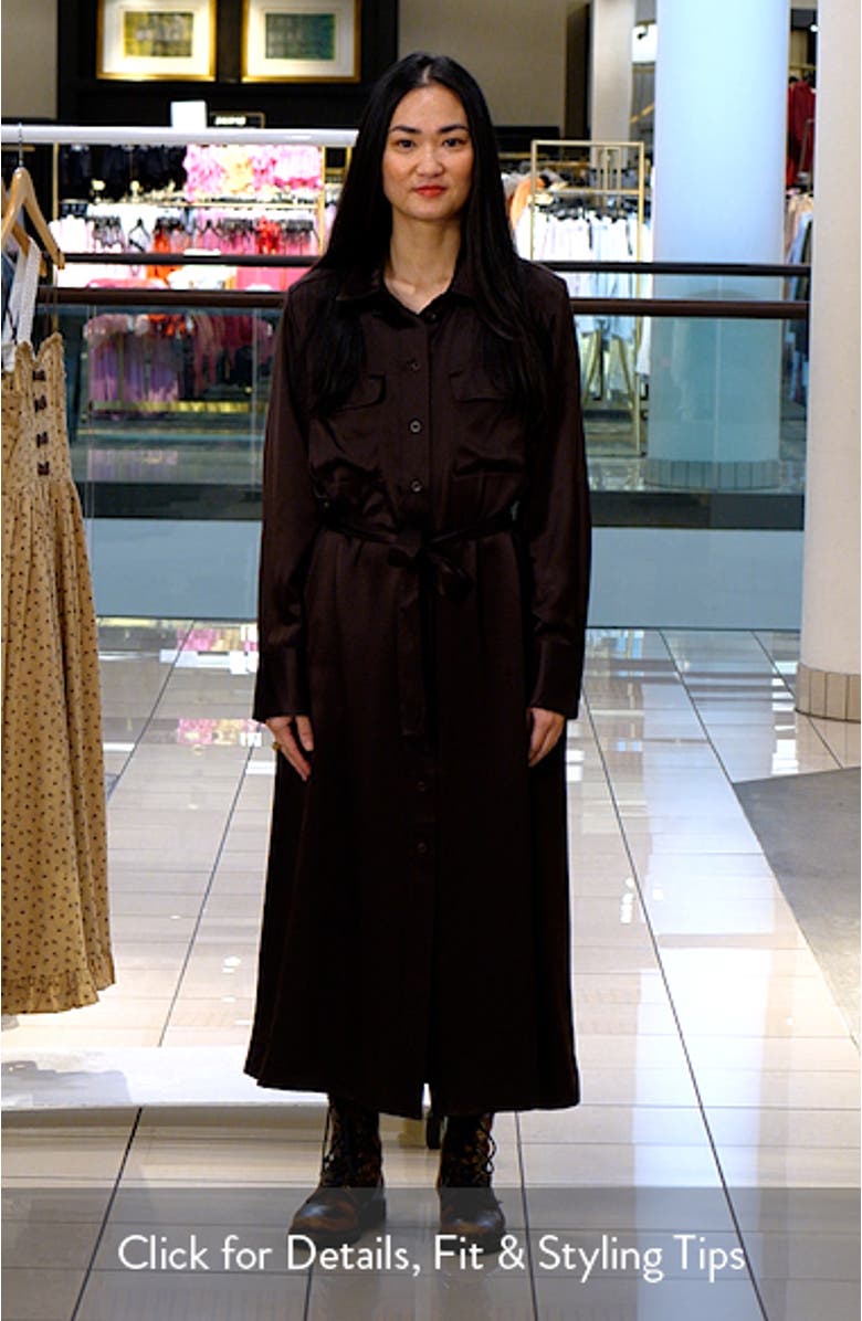 Silk Belted Midi Shirtdress, sales video thumbnail