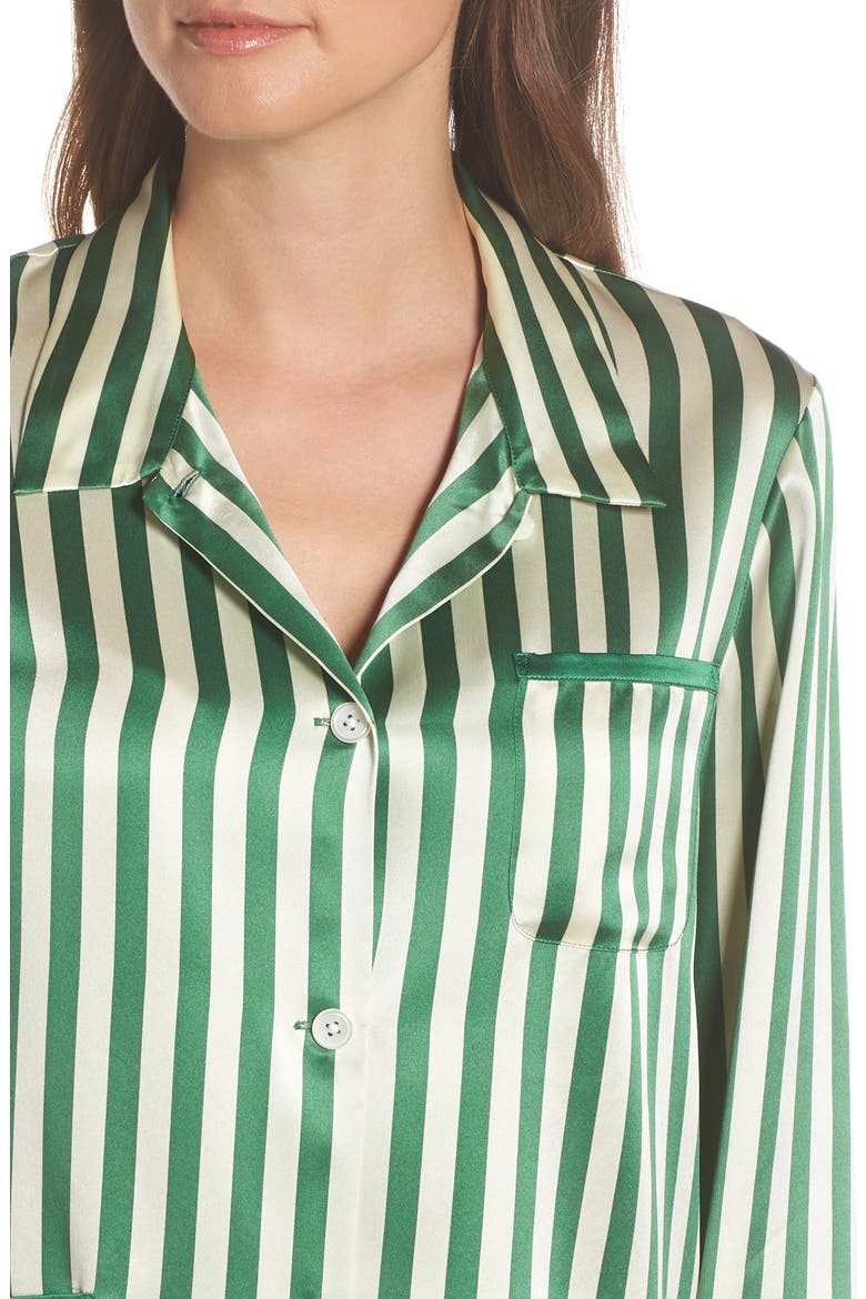 Ruthie Silk Stripe Pajama Top, Alternate, color, EMERALD