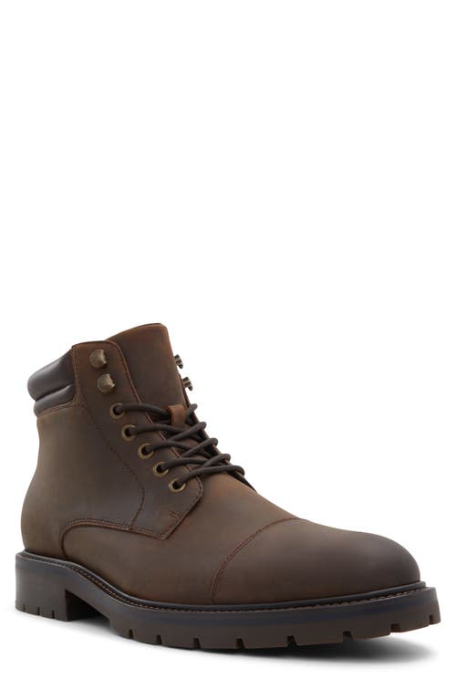 ALDO Darionn Waterproof Lace-Up Cap Toe Boot in Brown Overflow 