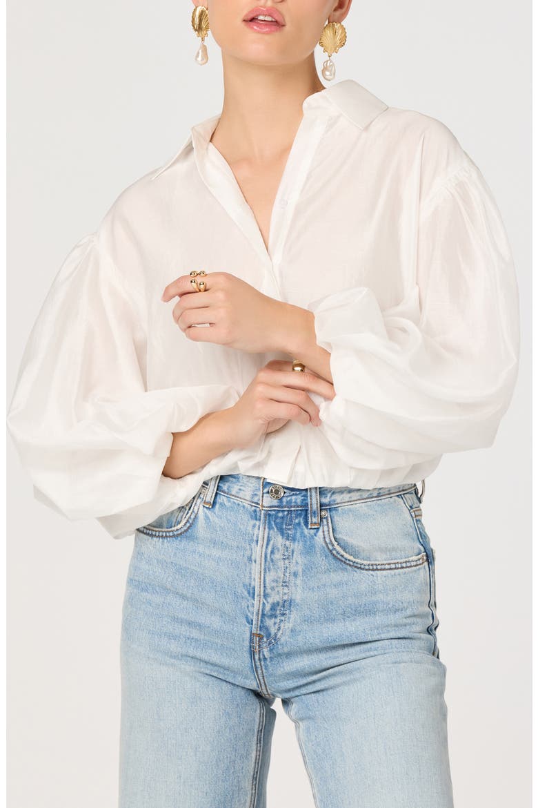 Cordey Long Sleeve Bubble Hem Top, Main, color, WHITE