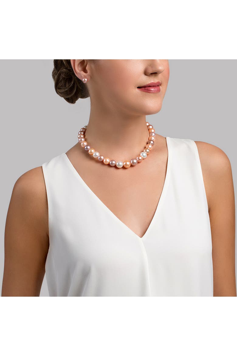 11.5-12.5mm Freshwater Multicolor Pearl Necklace - AAA Quality, Alternate, color, White Gold Clasp