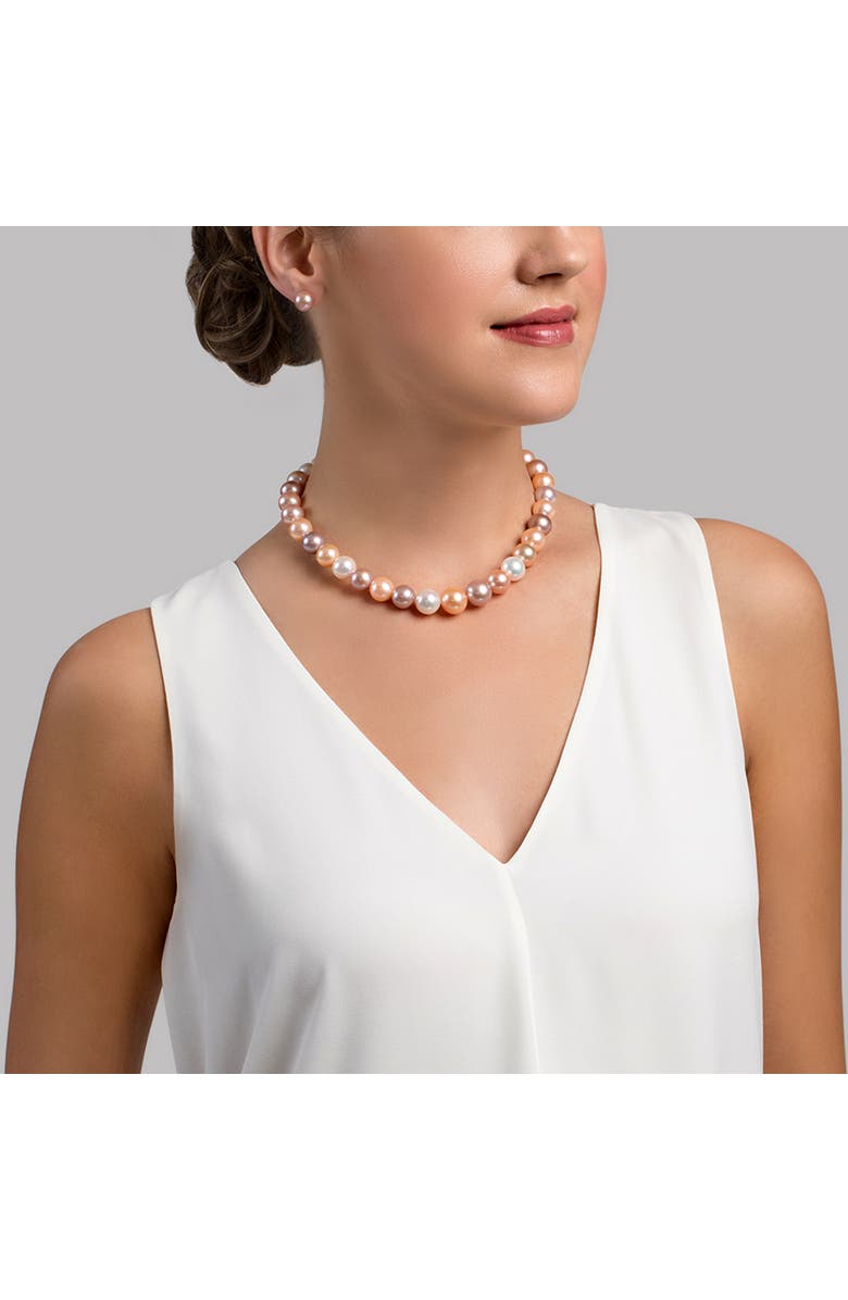 The Pearl Source 11.5-12.5mm Freshwater Multicolor Pearl Necklace - AAA Quality, Alternate, color, White Gold Clasp