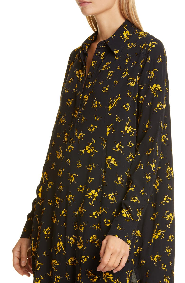 Ganni Floral Print Crepe Long Sleeve Midi Dress, Alternate, color, 