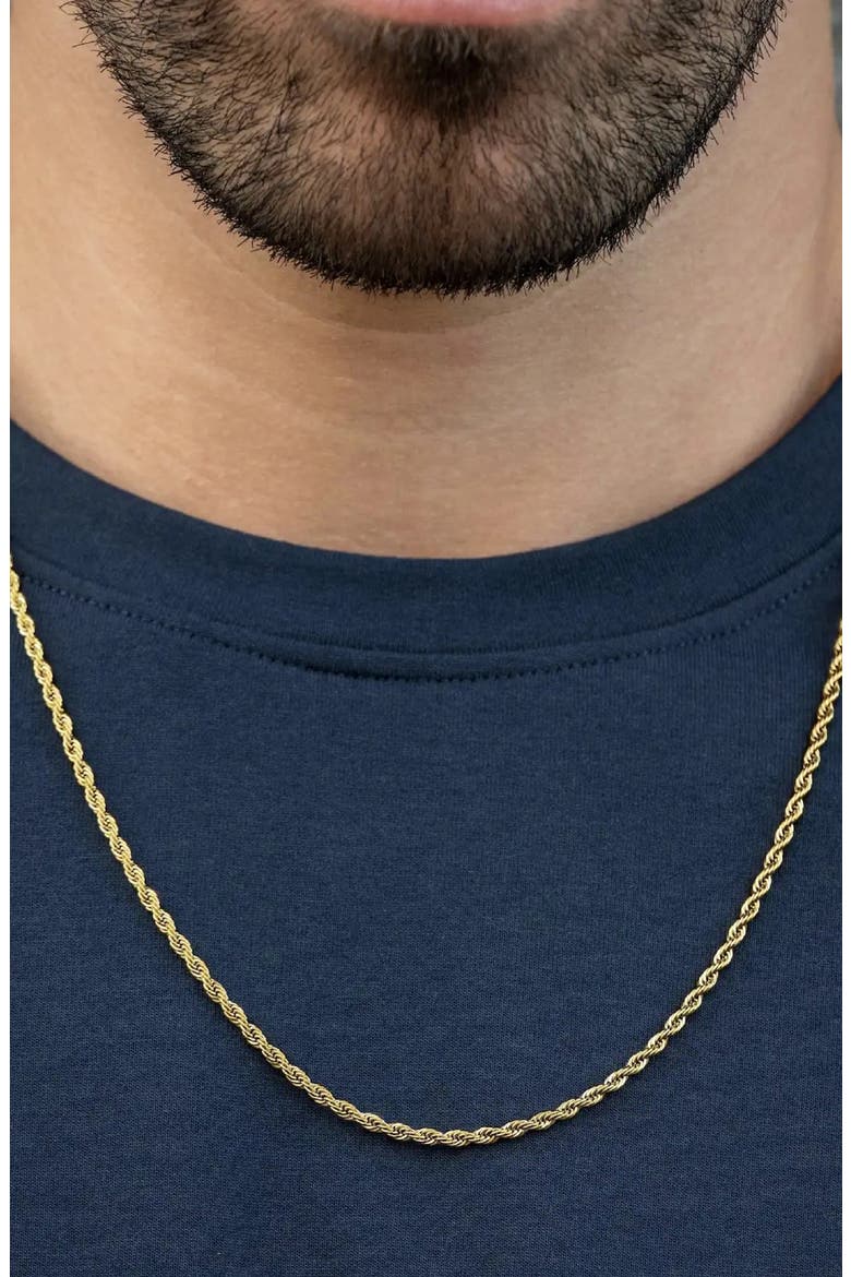 Men's Rope Chain Necklace, Alternate, color, GOLD