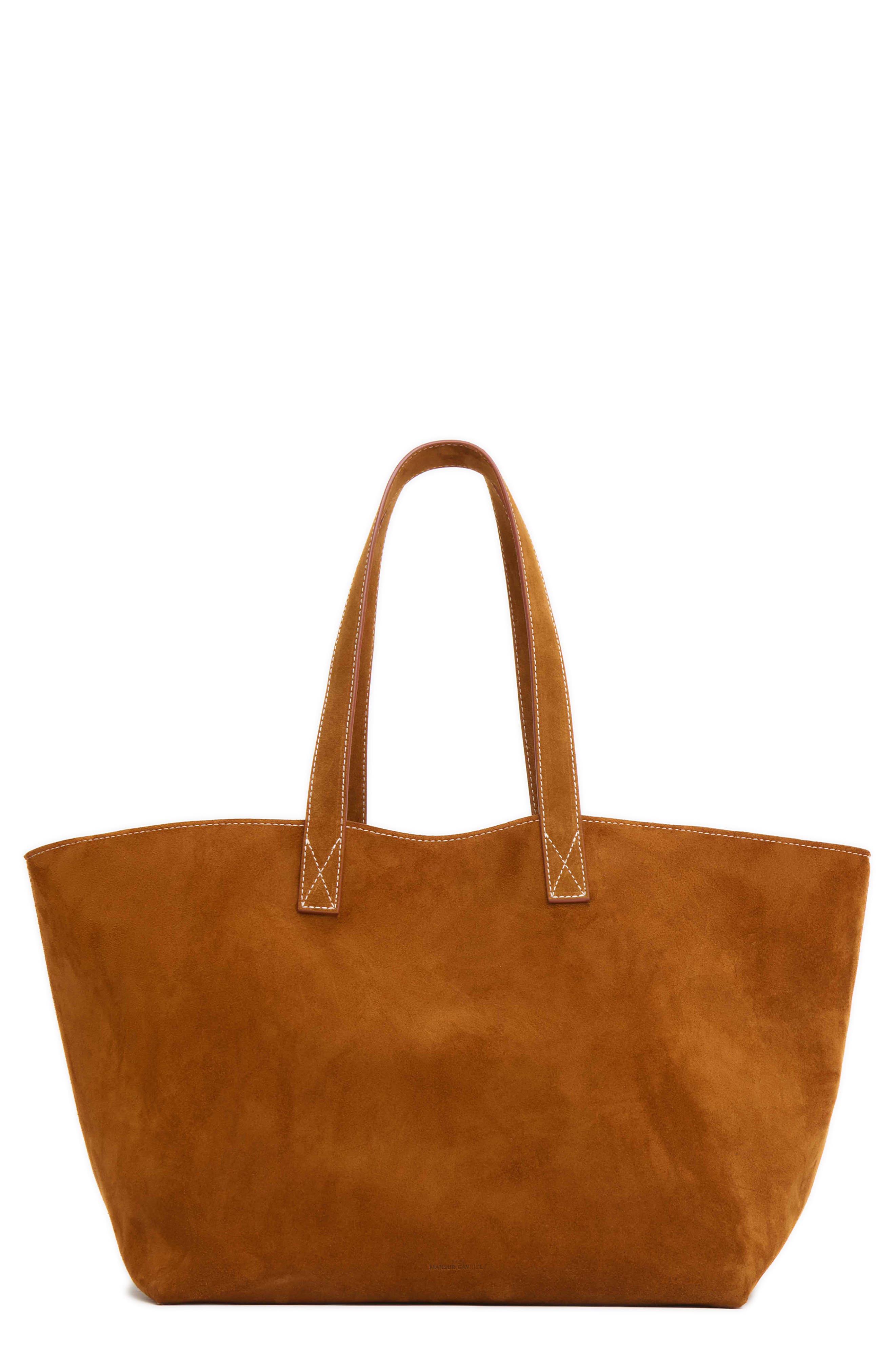 Mansur Gavriel Suede Tote, Main, color, Saddle