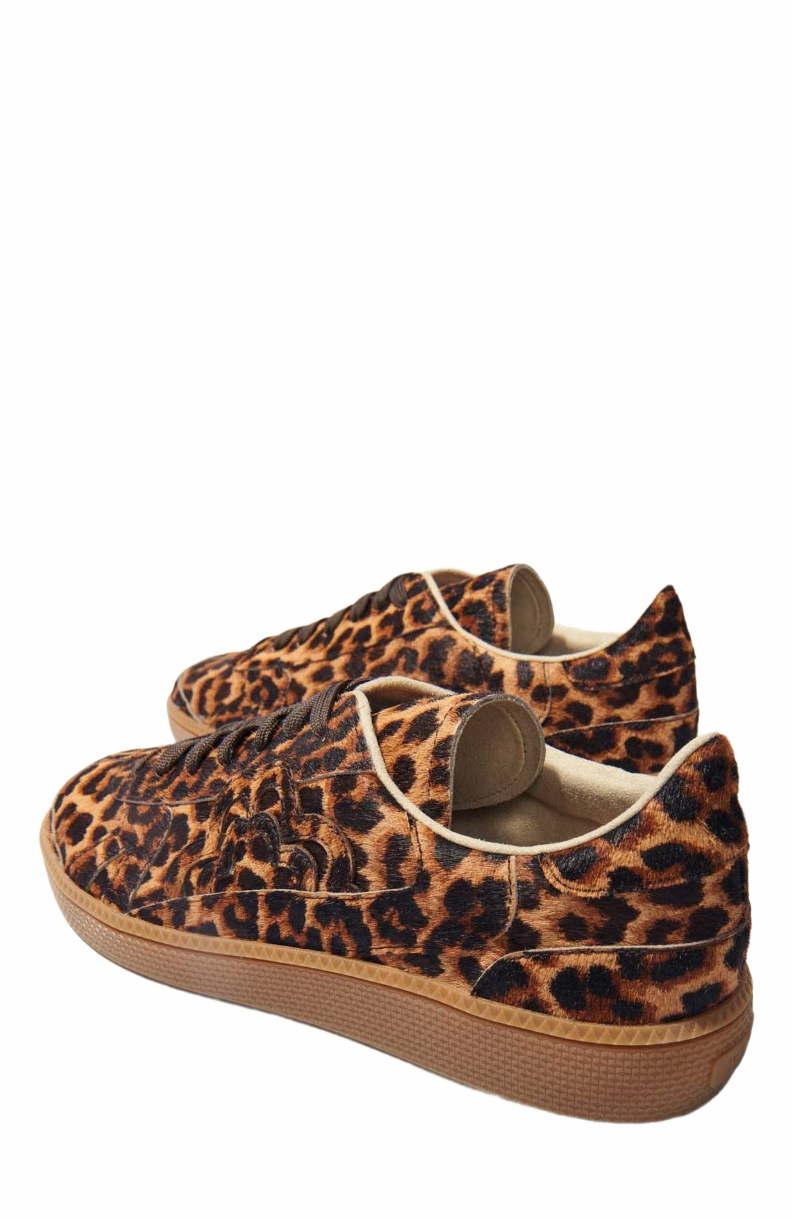 maje Leopard print leather sneakers, Alternate, color, 