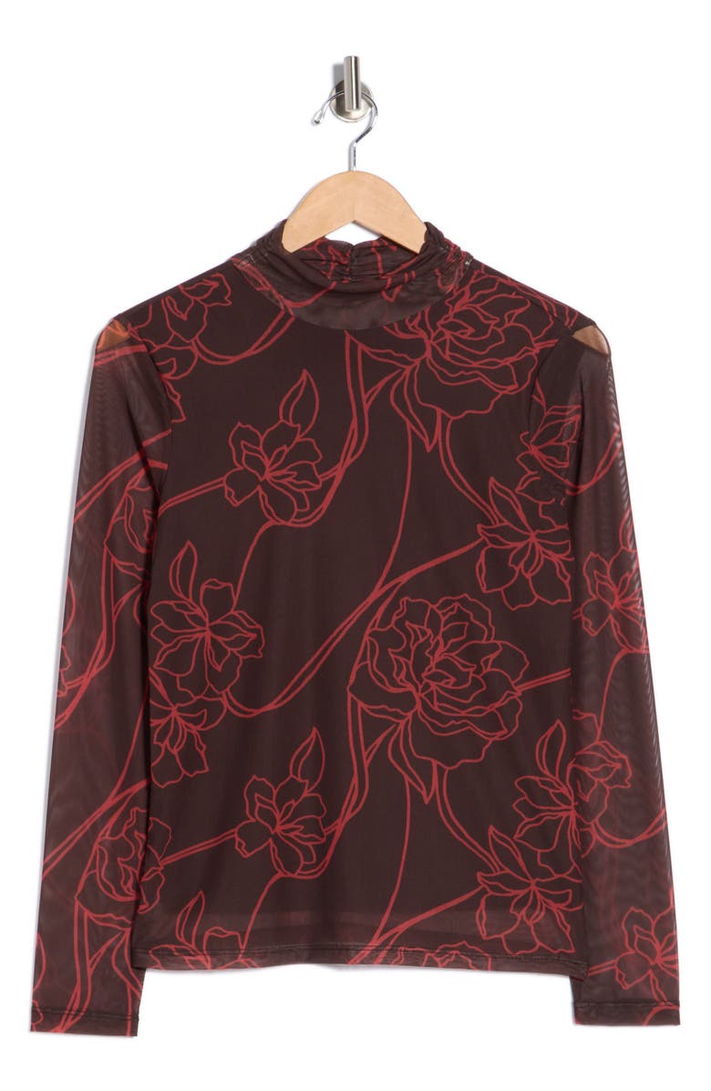 Sanctuary Mesh Mock Neck Top, Alternate, color, Sweet Nothing/ Black