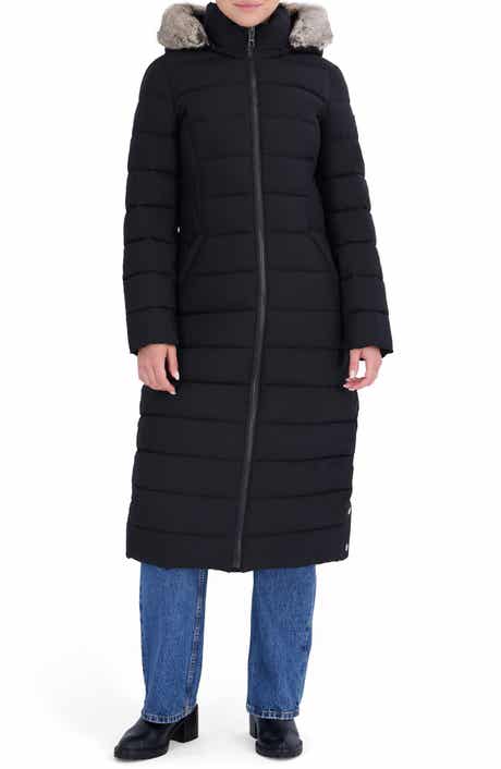 Water Resistant Faux Fur Trim Longline Puffer Coat